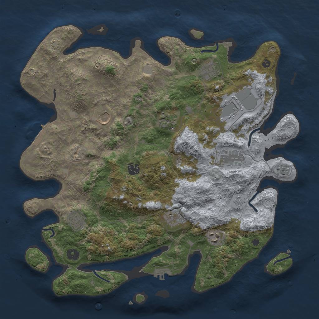 Rust Map: Procedural Map, Size: 3900, Seed: 48682831, 18 Monuments