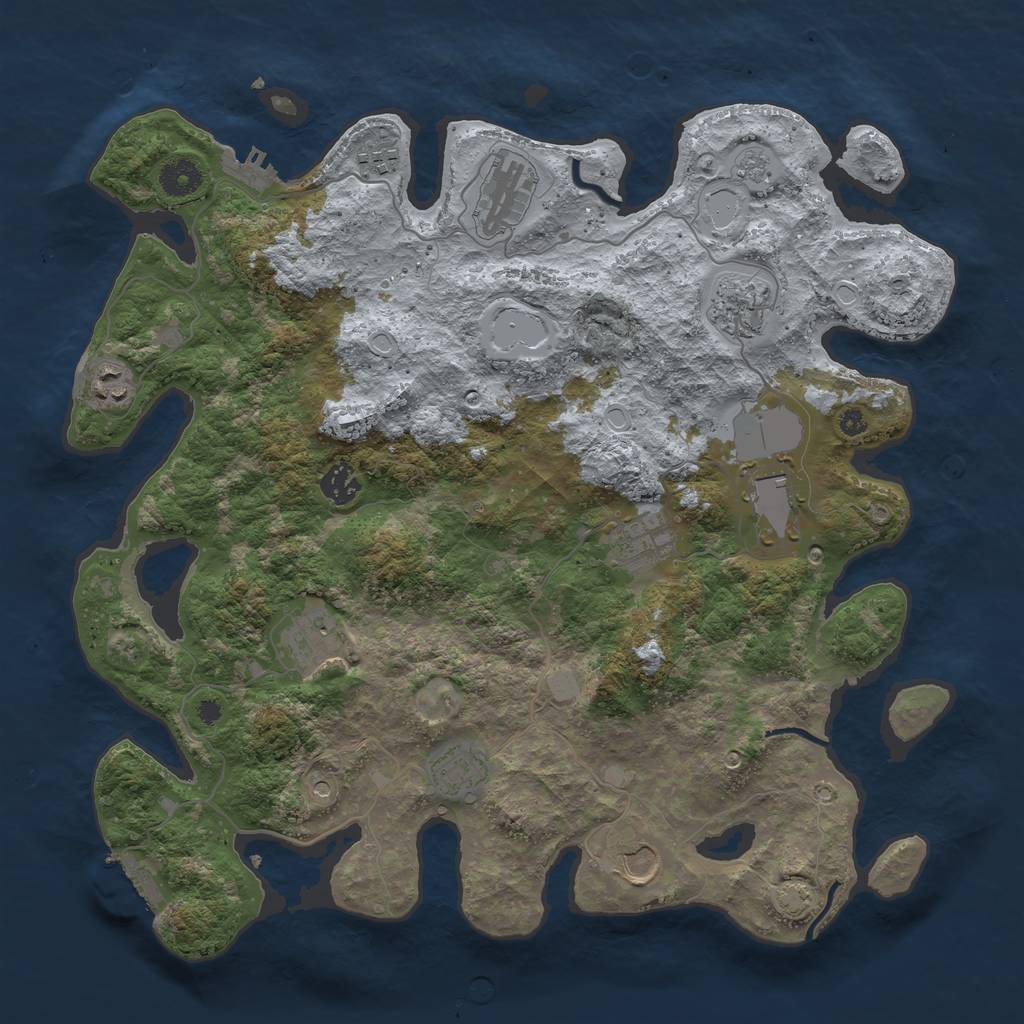 Rust Map: Procedural Map, Size: 3900, Seed: 3408500, 18 Monuments
