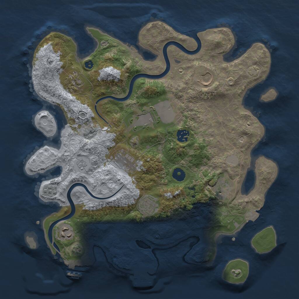 Rust Map: Procedural Map, Size: 3500, Seed: 75404950, 15 Monuments