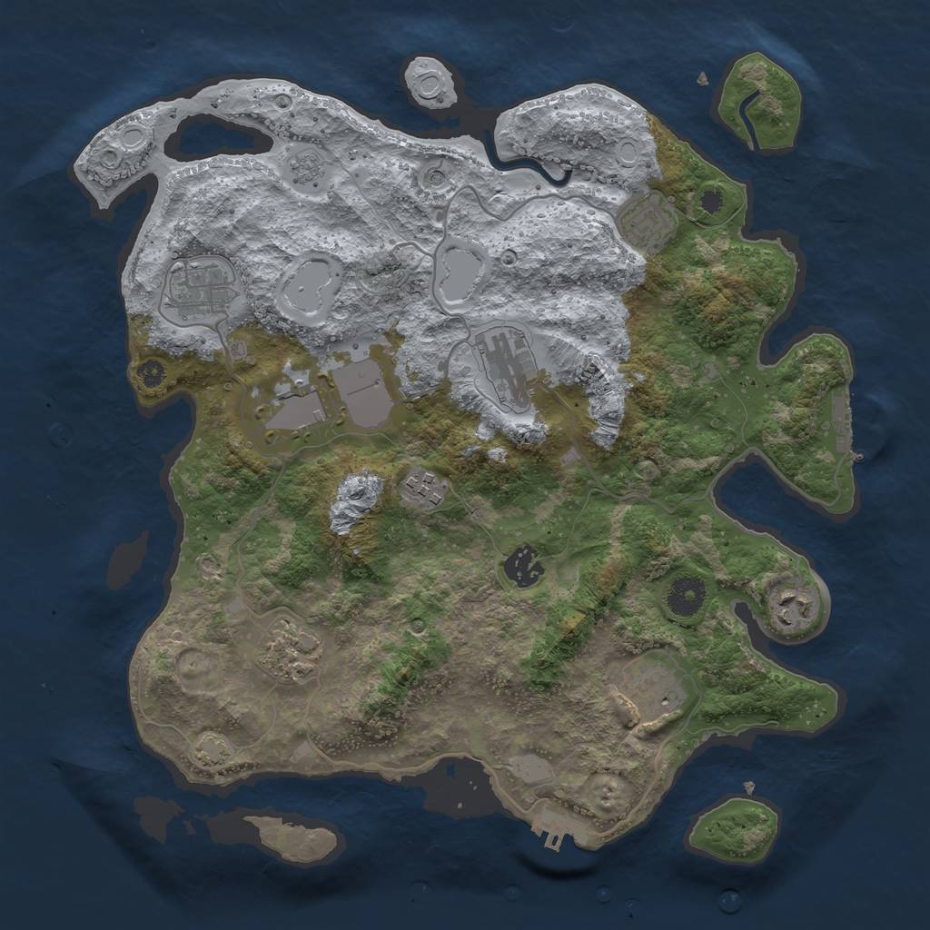 Rust Map: Procedural Map, Size: 3600, Seed: 14572654, 17 Monuments