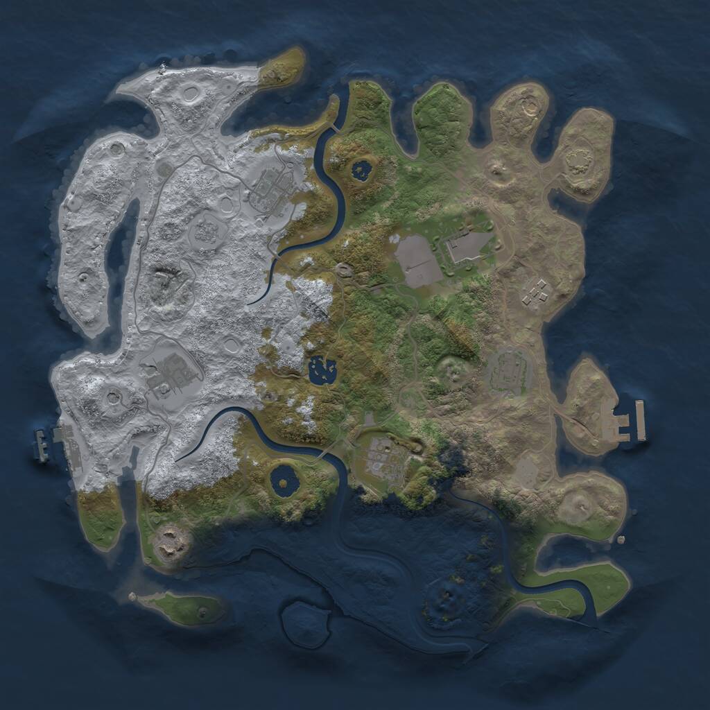 Rust Map: Procedural Map, Size: 3550, Seed: 18748664, 14 Monuments