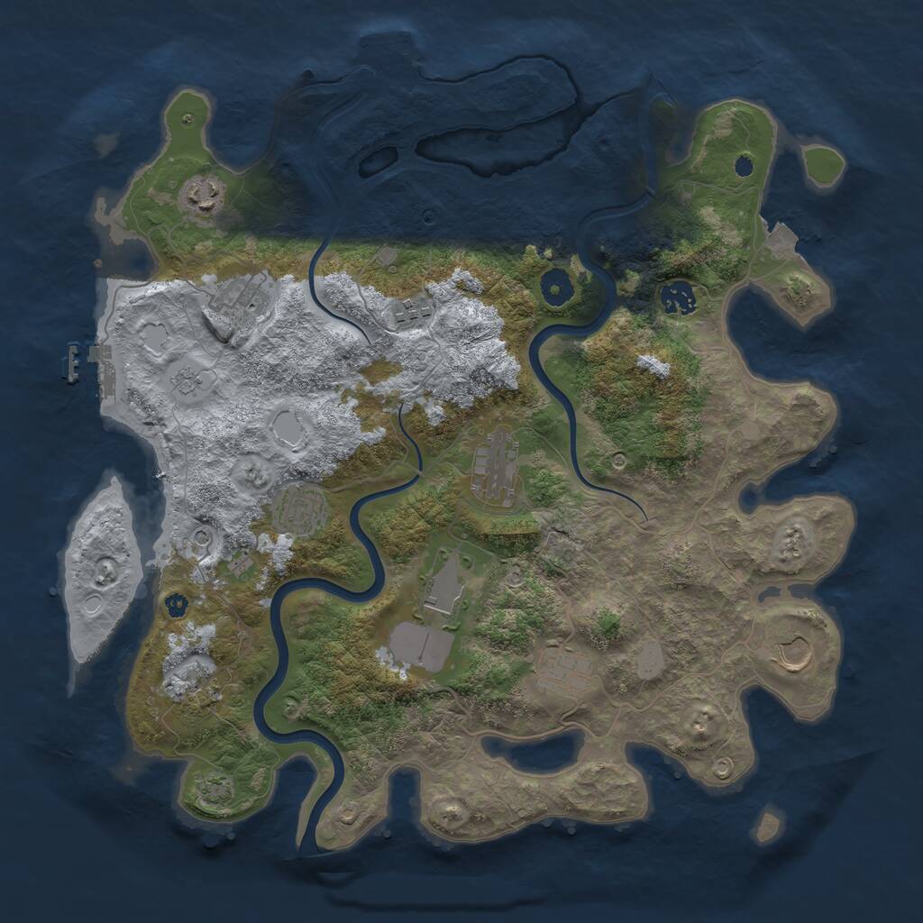 Rust Map: Procedural Map, Size: 3950, Seed: 87056403, 16 Monuments