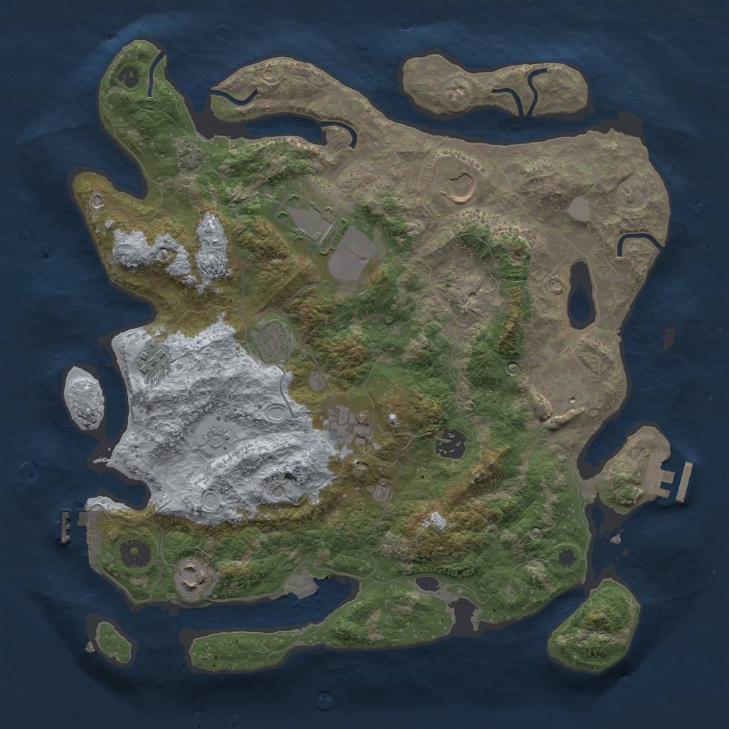 Rust Map: Procedural Map, Size: 3650, Seed: 16366335, 16 Monuments