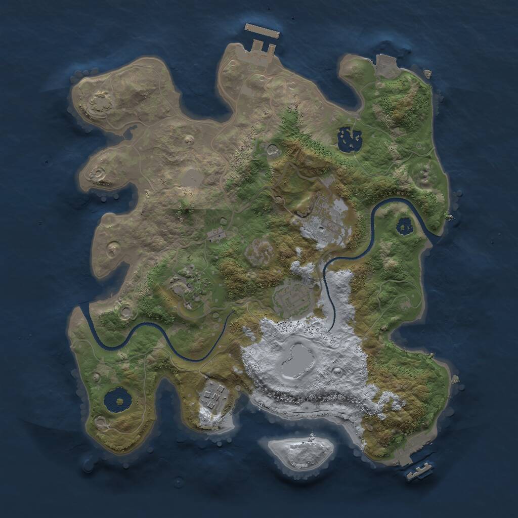 Rust Map: Procedural Map, Size: 3000, Seed: 12777, 10 Monuments
