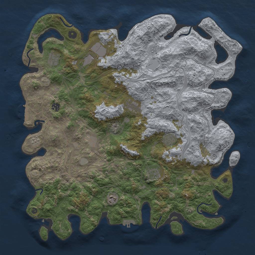 Rust Map: Procedural Map, Size: 4500, Seed: 802355536, 17 Monuments