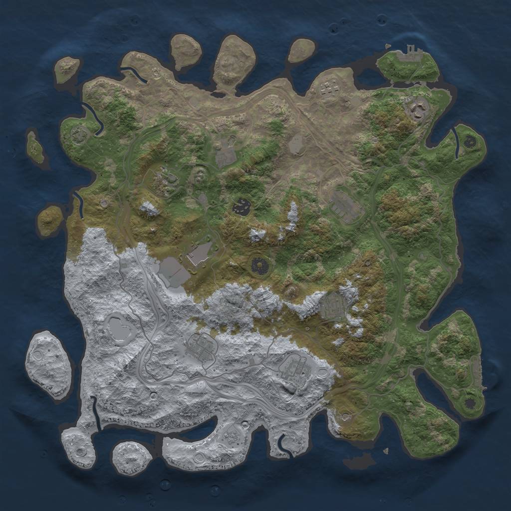 Rust Map: Procedural Map, Size: 4300, Seed: 25914749, 18 Monuments