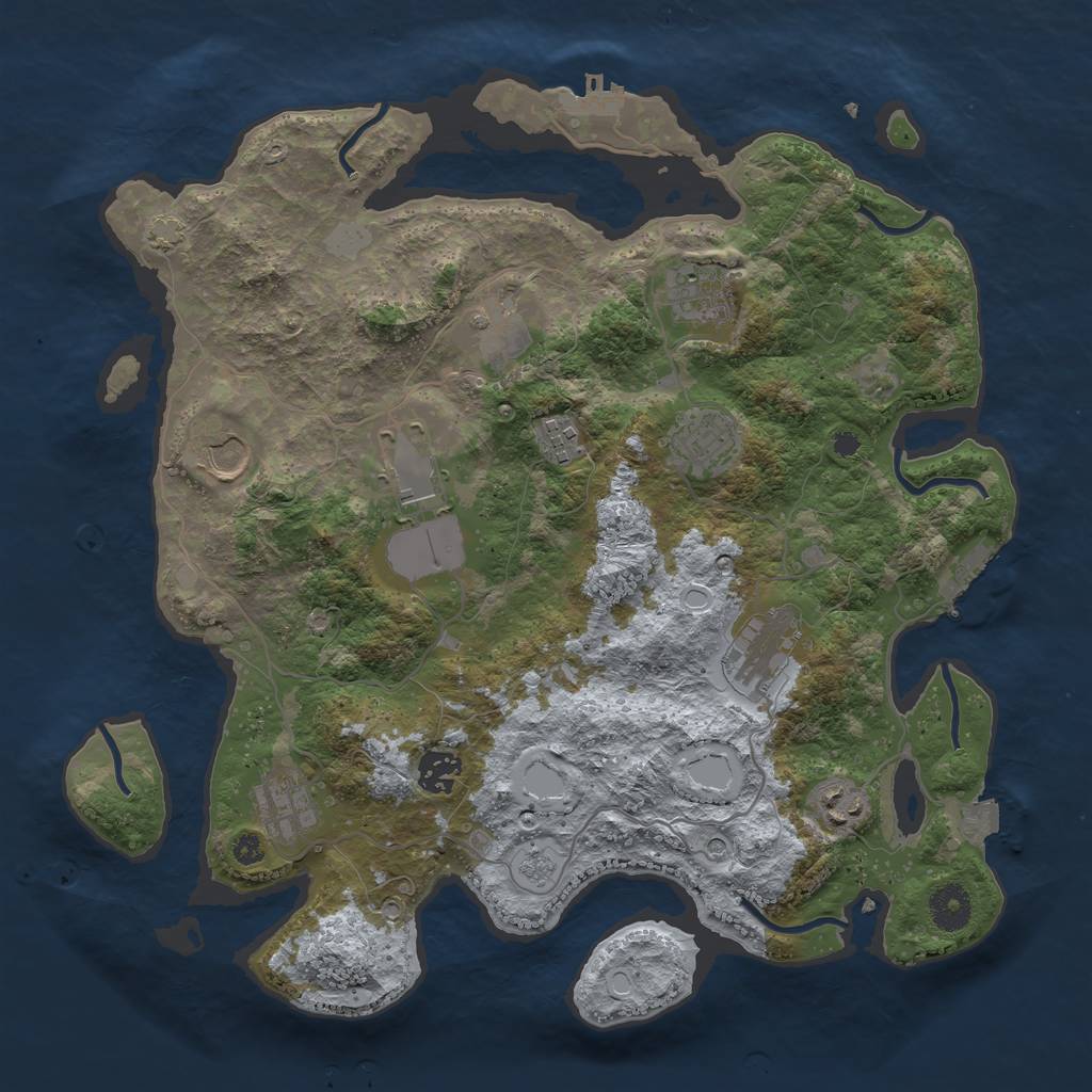 Rust Map: Procedural Map, Size: 3700, Seed: 58657753, 18 Monuments