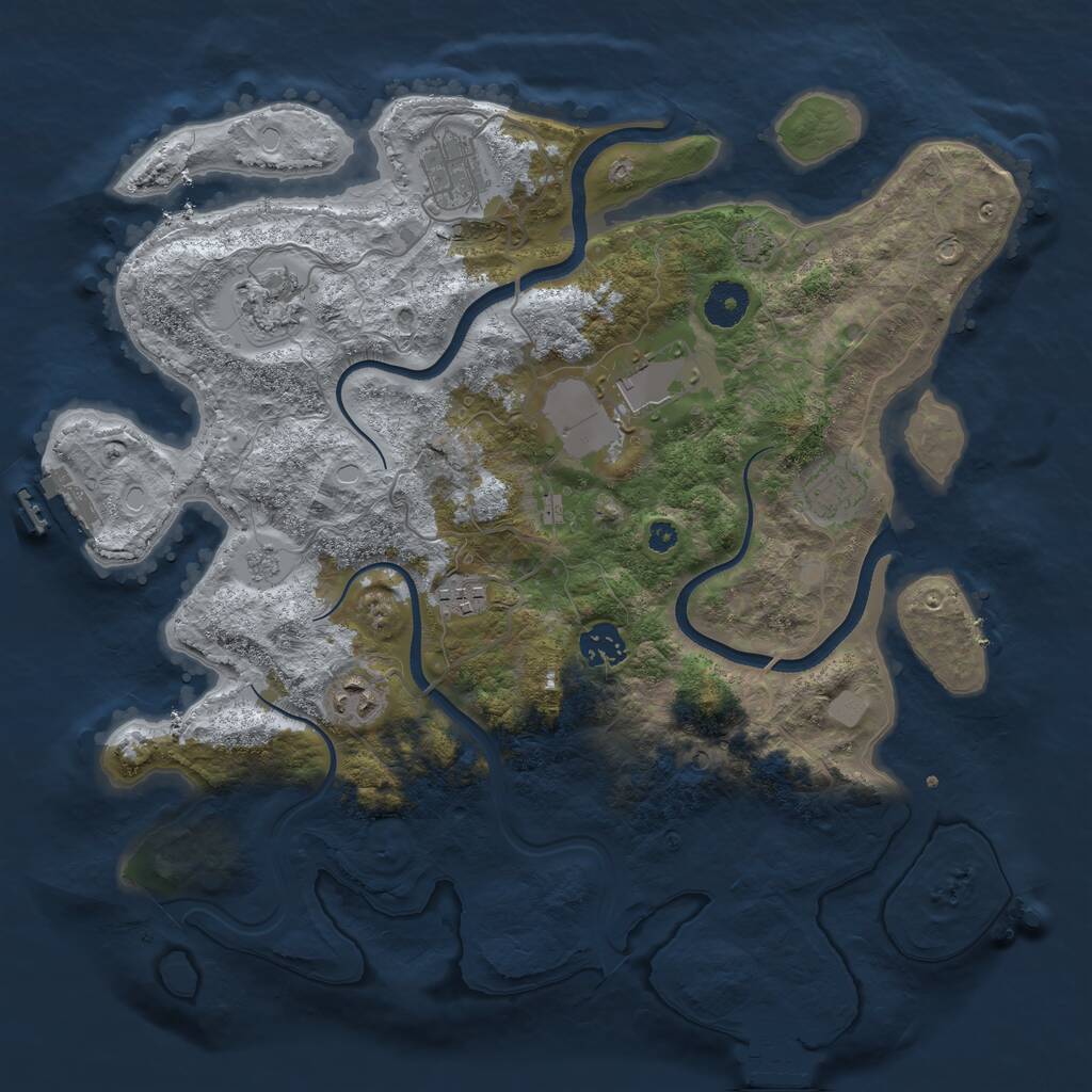 Rust Map: Procedural Map, Size: 3650, Seed: 80965596, 13 Monuments