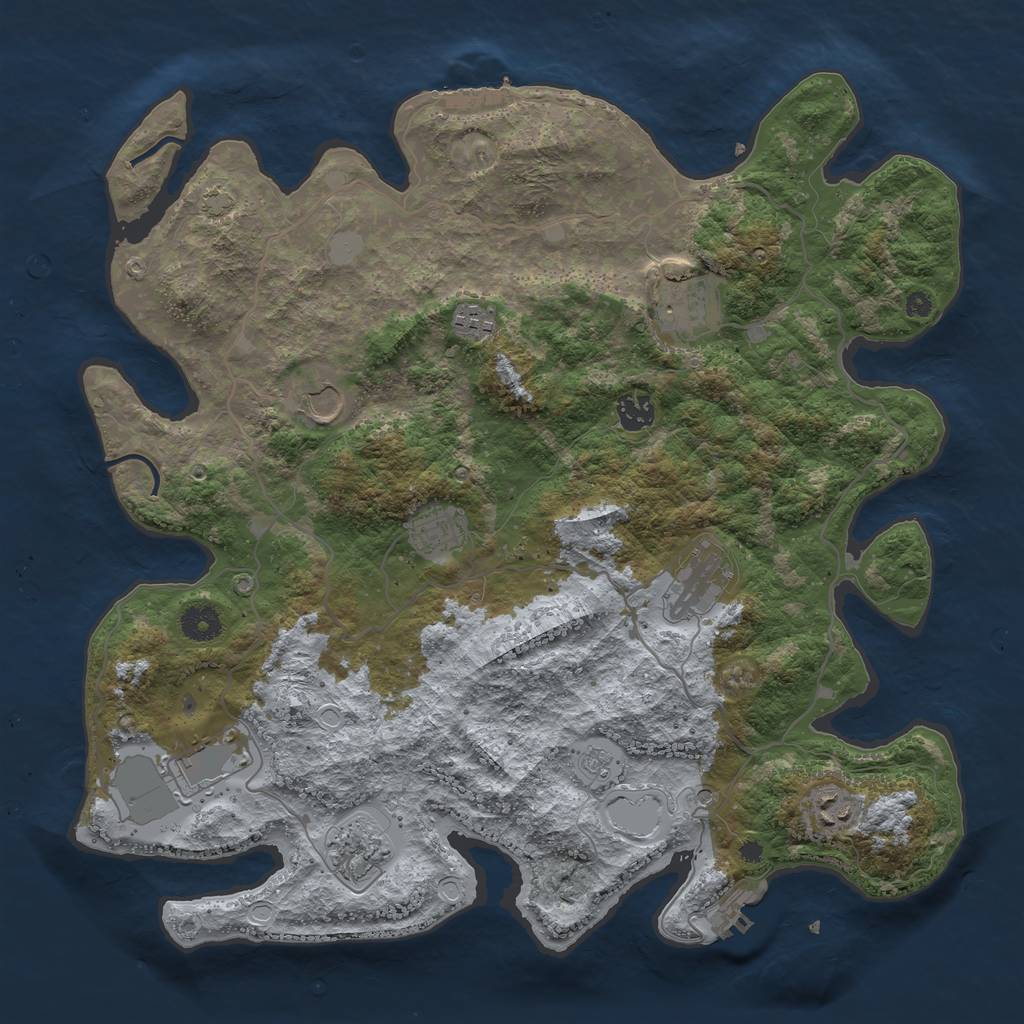 Rust Map: Procedural Map, Size: 4000, Seed: 571700622, 17 Monuments