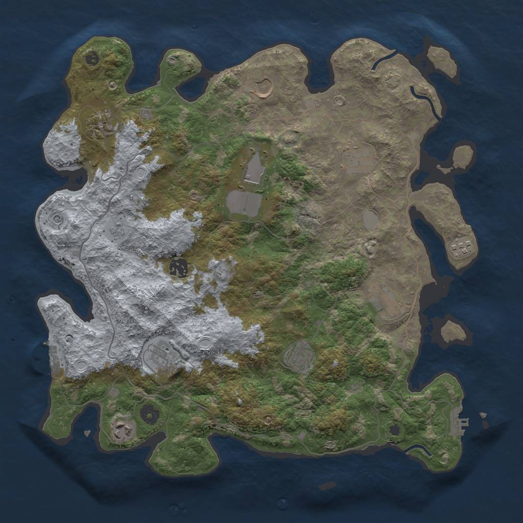 Rust Map: Procedural Map, Size: 4000, Seed: 23421412, 18 Monuments