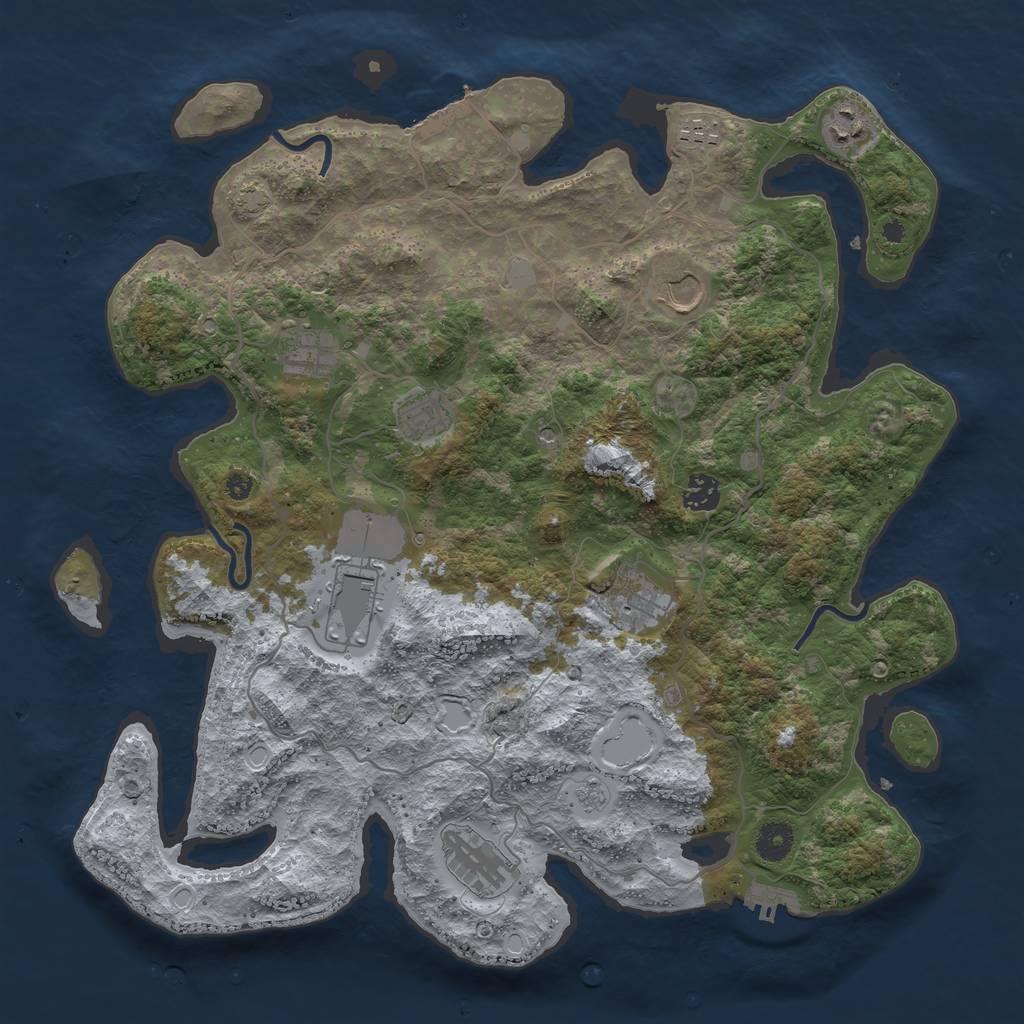 Rust Map: Procedural Map, Size: 4000, Seed: 159874, 17 Monuments