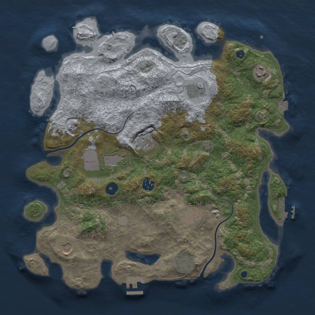 Rust Map: Procedural Map, Size: 3850, Seed: 3920437, 15 Monuments