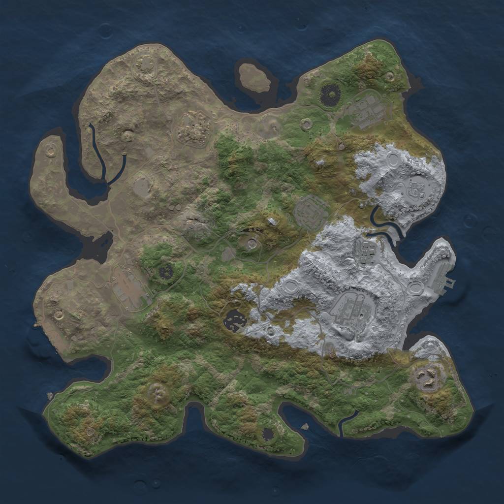 Rust Map: Procedural Map, Size: 3450, Seed: 3838183, 16 Monuments