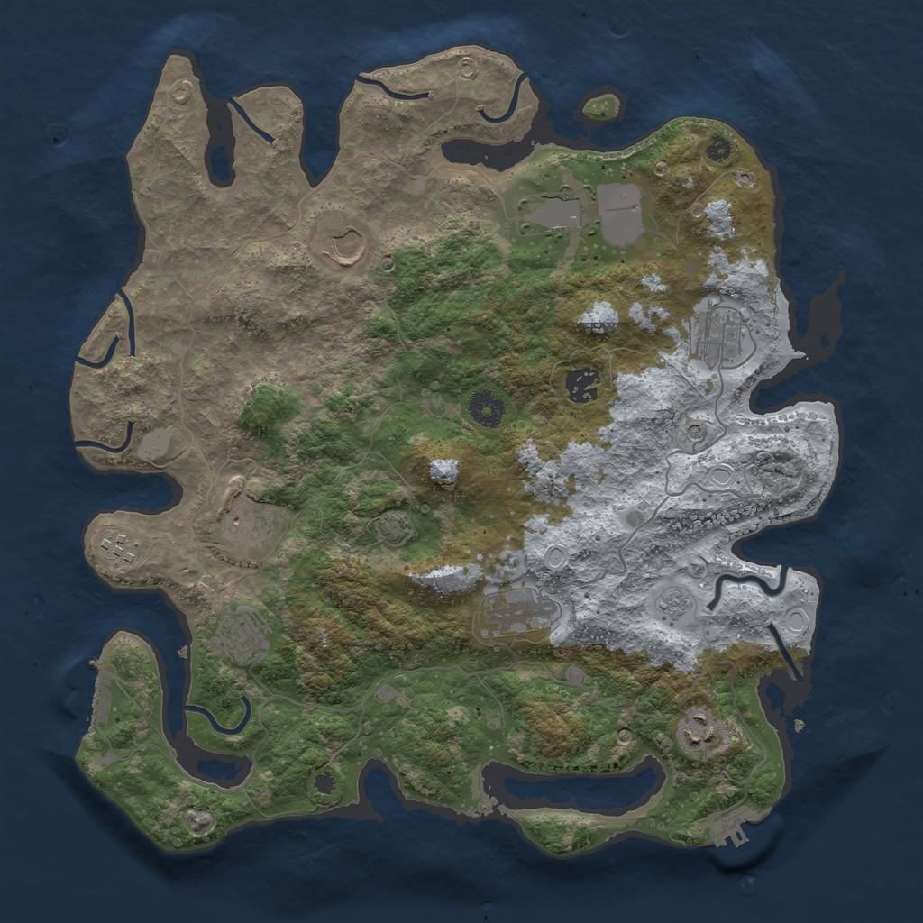 Rust Map: Procedural Map, Size: 3850, Seed: 80486171, 17 Monuments