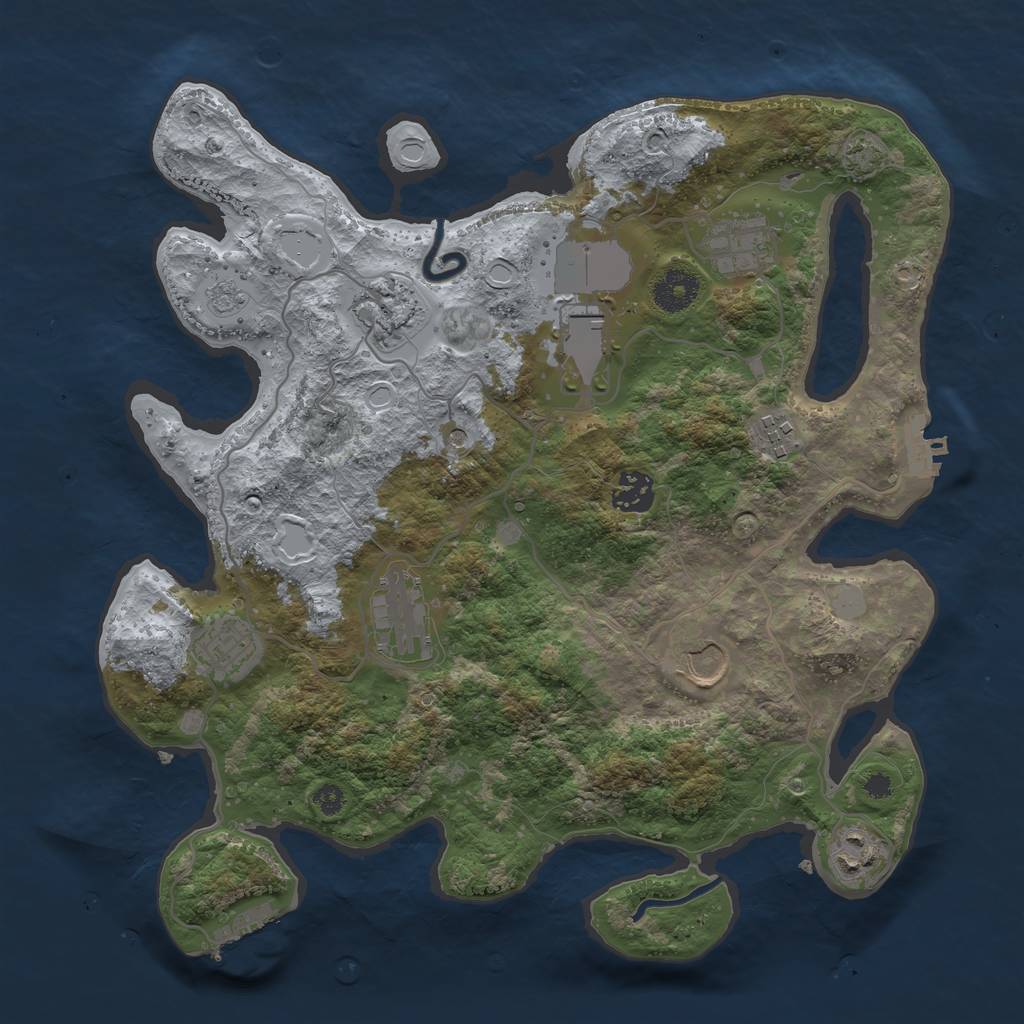 Rust Map: Procedural Map, Size: 3500, Seed: 1053559157, 17 Monuments