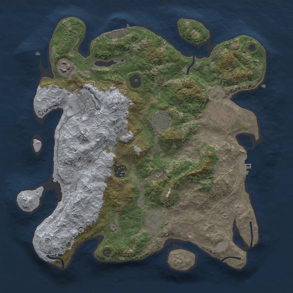 Rust Map: Procedural Map, Size: 3450, Seed: 51851292, 15 Monuments