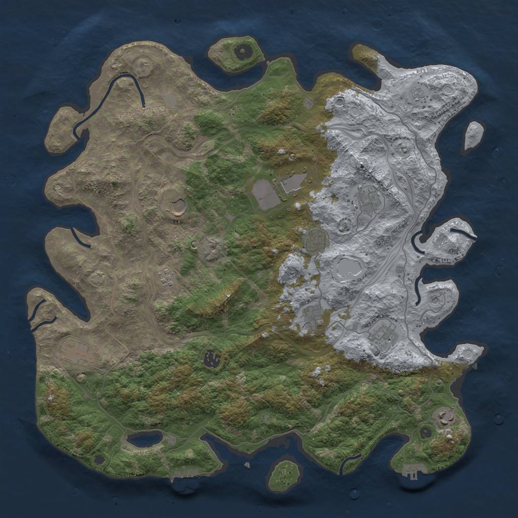 Rust Map: Procedural Map, Size: 4500, Seed: 1151706293, 18 Monuments