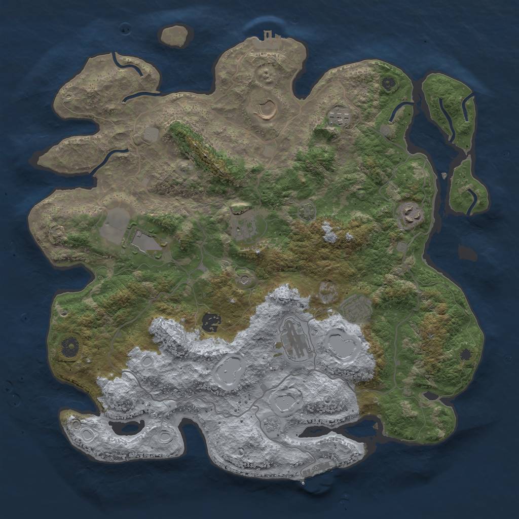 Rust Map: Procedural Map, Size: 4000, Seed: 29316032, 16 Monuments