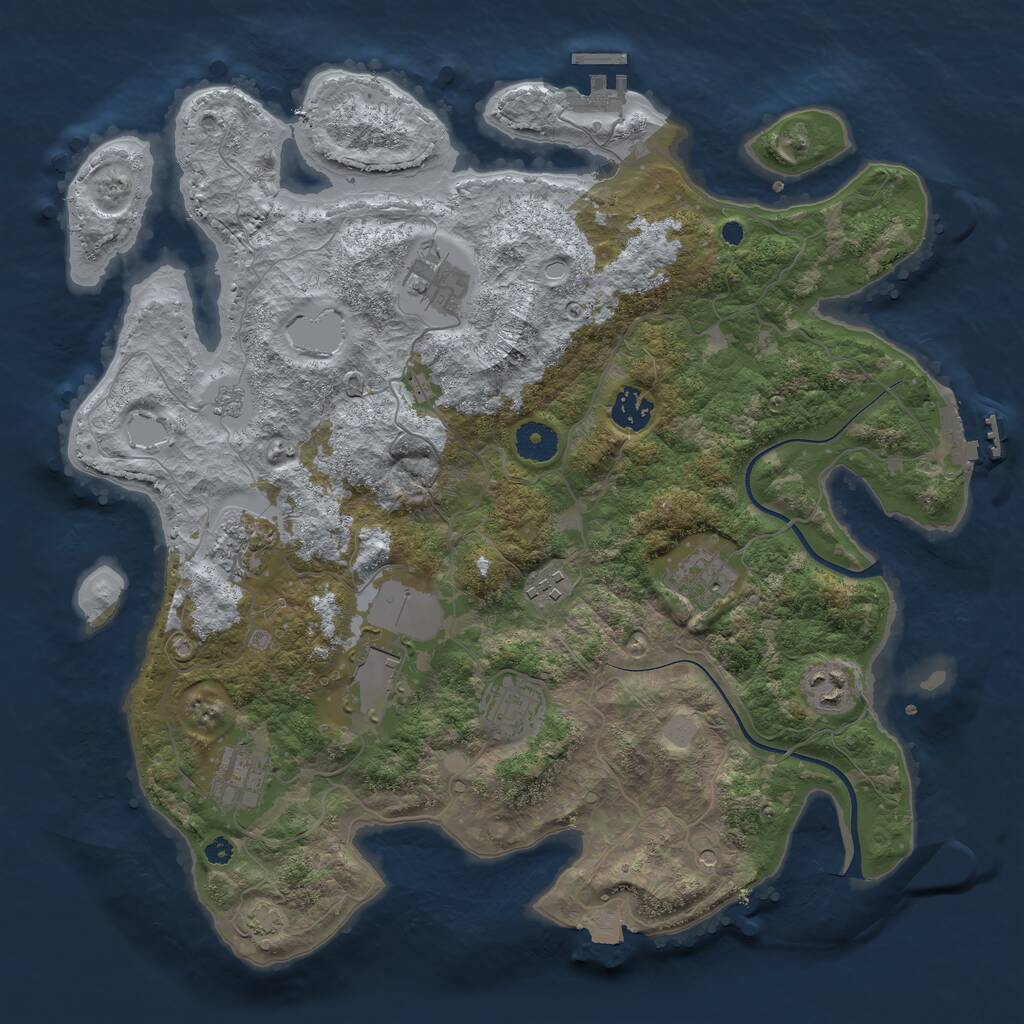 Rust Map: Procedural Map, Size: 3750, Seed: 191904451, 15 Monuments