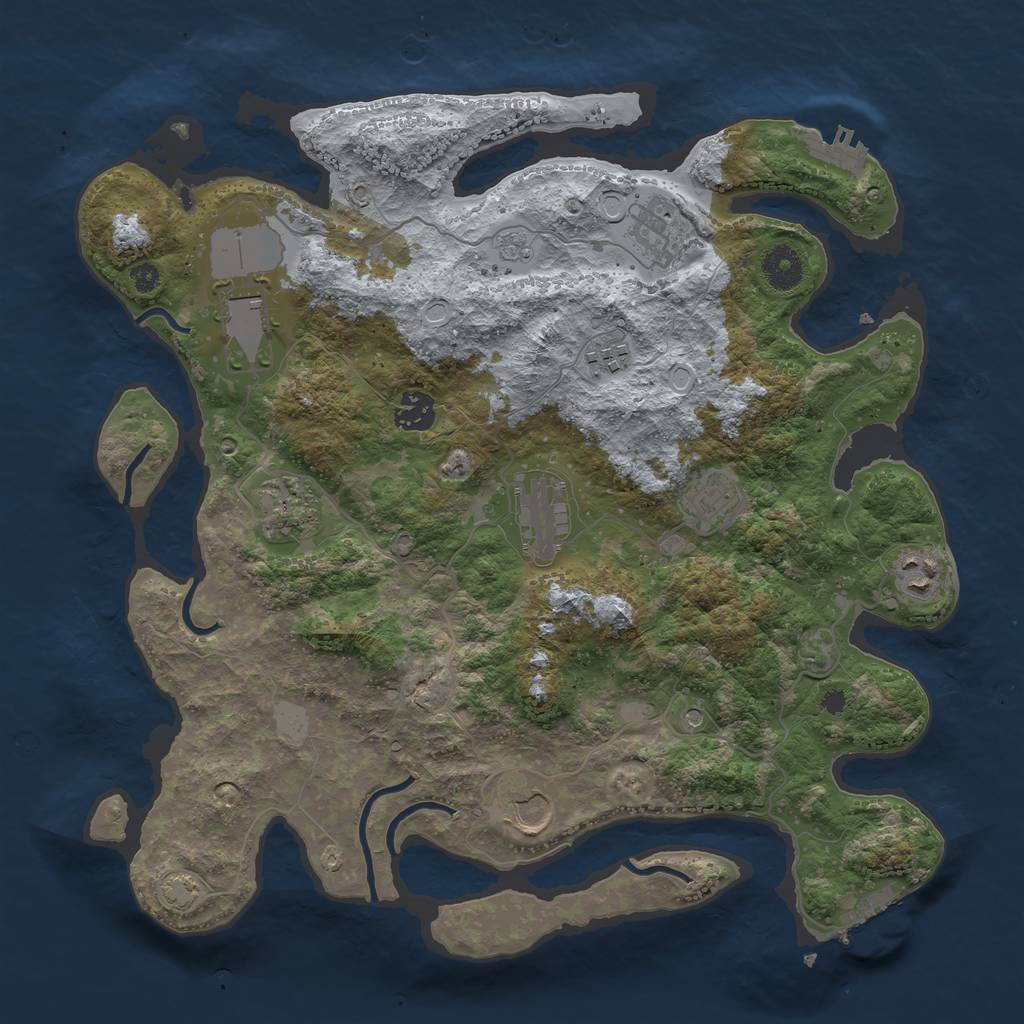 Rust Map: Procedural Map, Size: 3700, Seed: 86056297, 17 Monuments