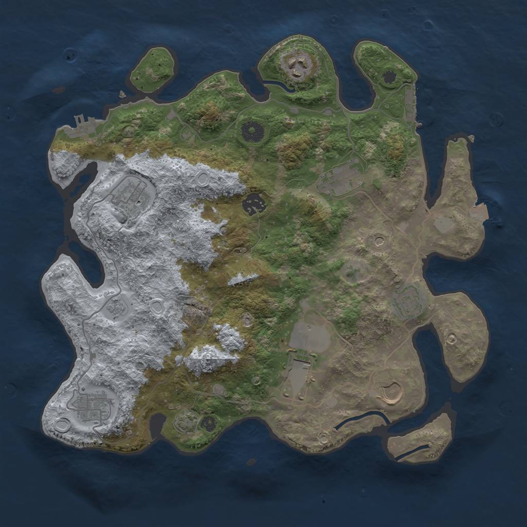 Rust Map: Procedural Map, Size: 3550, Seed: 26084090, 16 Monuments