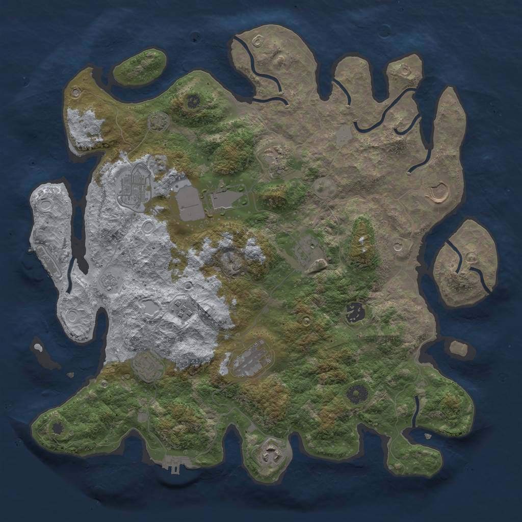 Rust Map: Procedural Map, Size: 3900, Seed: 59476873, 18 Monuments