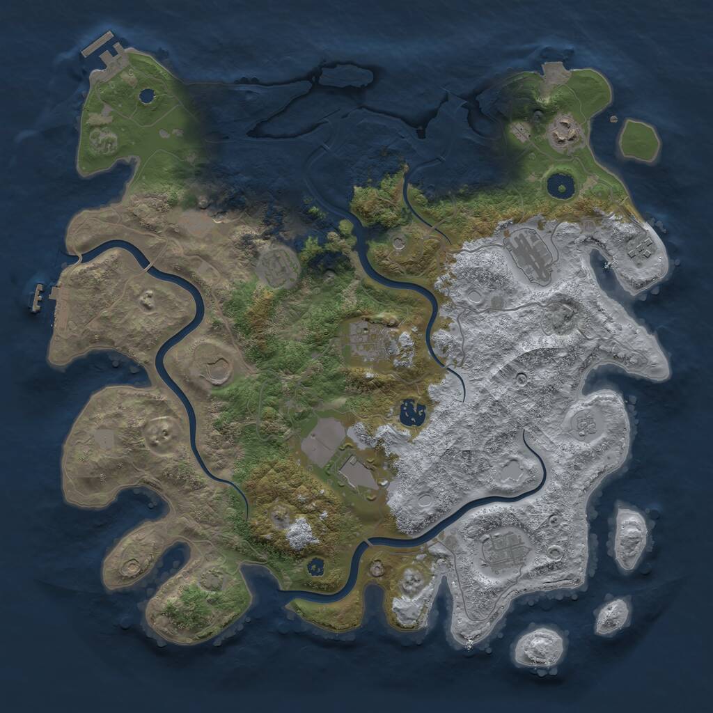 Rust Map: Procedural Map, Size: 3950, Seed: 88786593, 16 Monuments