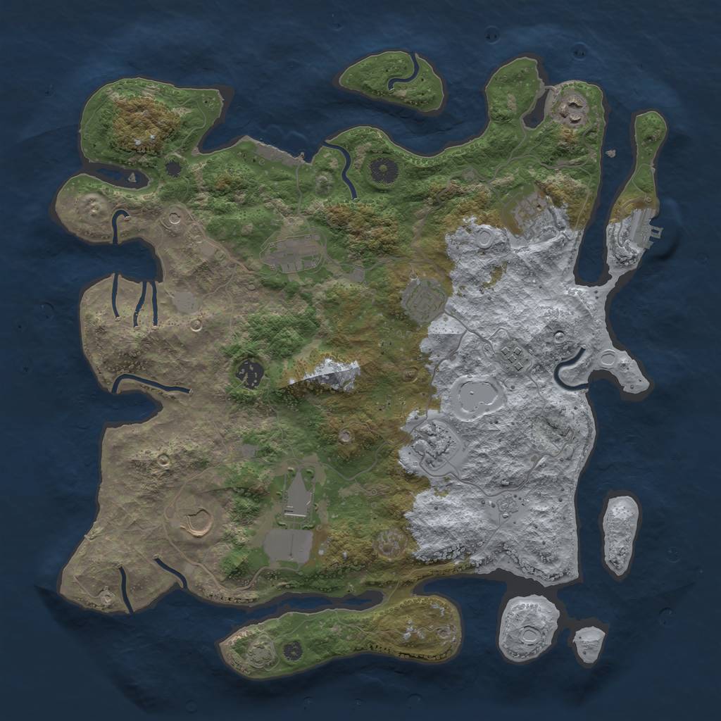 Rust Map: Procedural Map, Size: 3950, Seed: 33430575, 17 Monuments