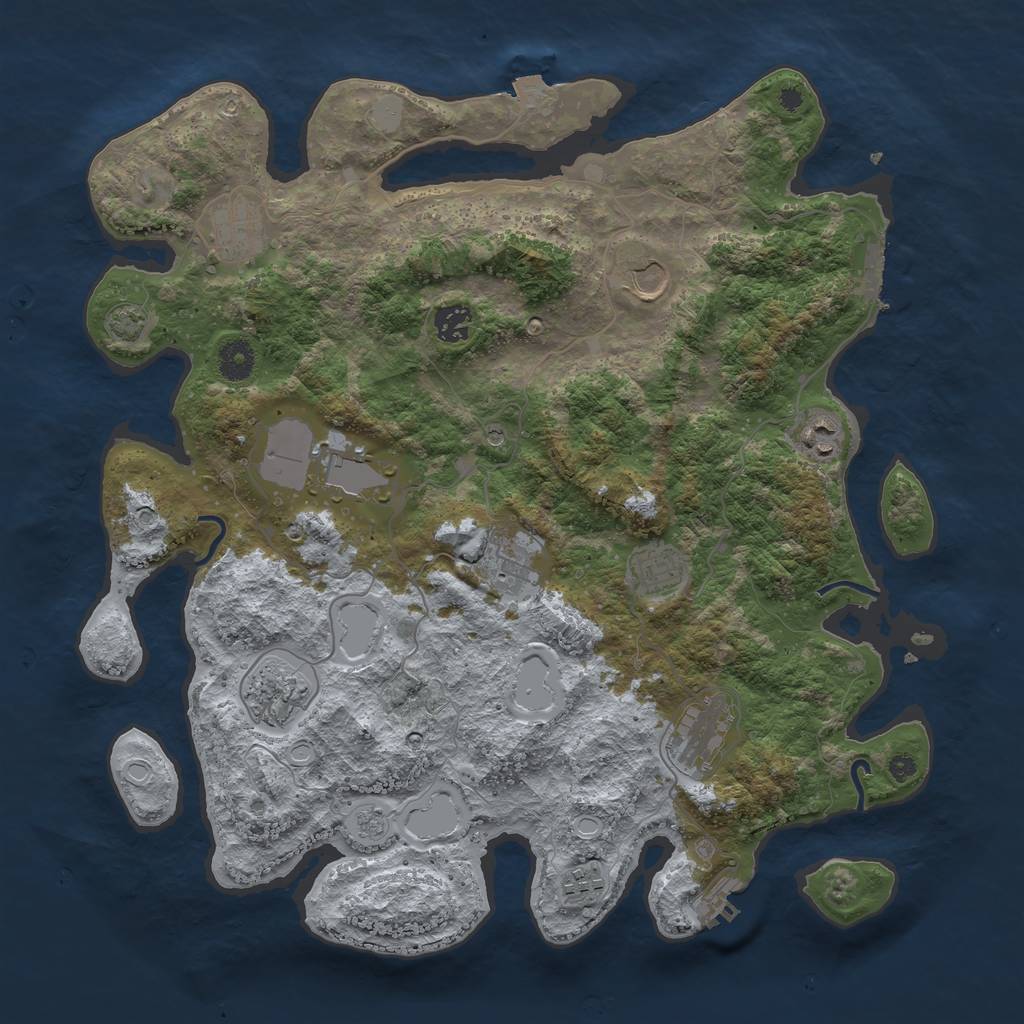 Rust Map: Procedural Map, Size: 3950, Seed: 51832128, 18 Monuments