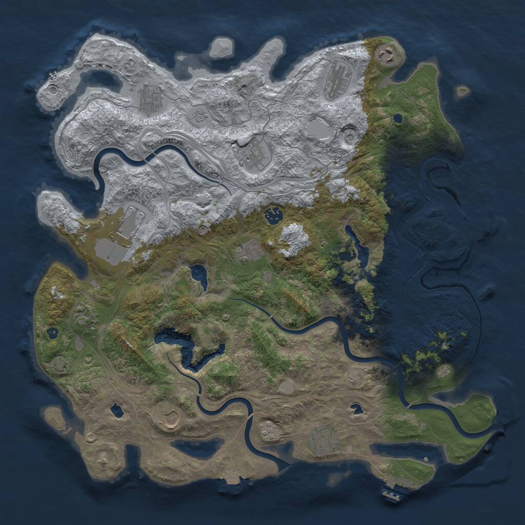 Rust Map: Procedural Map, Size: 4500, Seed: 542023, 17 Monuments