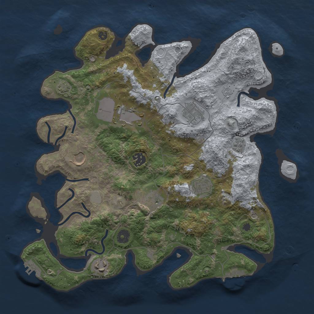Rust Map: Procedural Map, Size: 3500, Seed: 65939949, 16 Monuments
