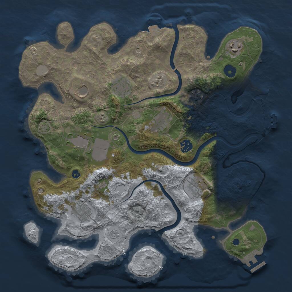 Rust Map: Procedural Map, Size: 3500, Seed: 1773763885, 15 Monuments