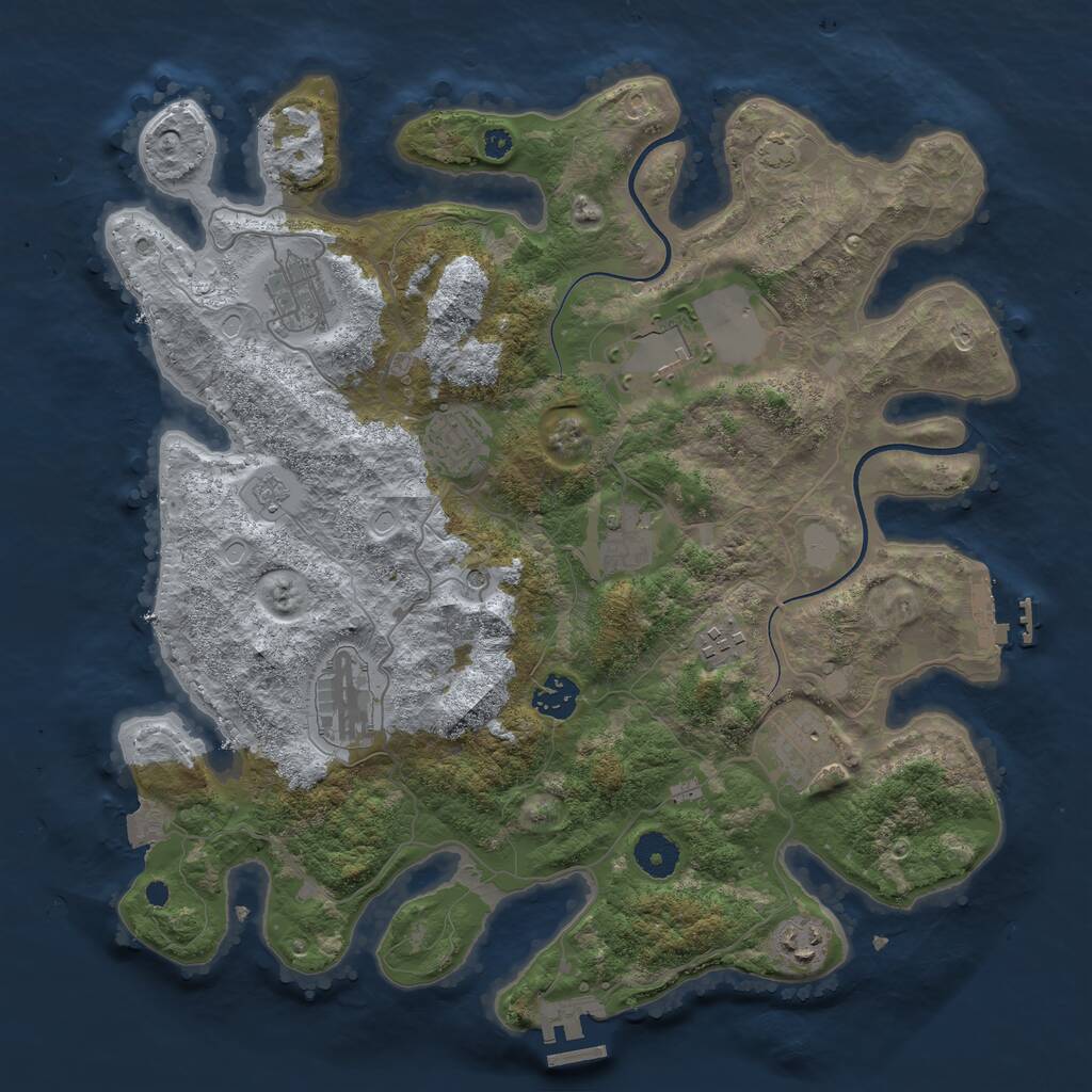 Rust Map: Procedural Map, Size: 3700, Seed: 36629722, 15 Monuments