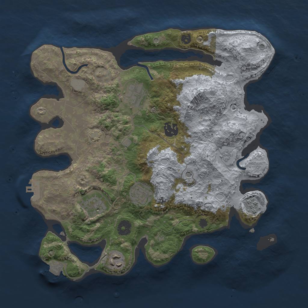 Rust Map: Procedural Map, Size: 3123, Seed: 3123, 13 Monuments