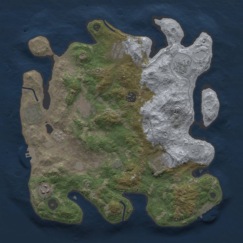 Rust Map: Procedural Map, Size: 3450, Seed: 62956066, 16 Monuments