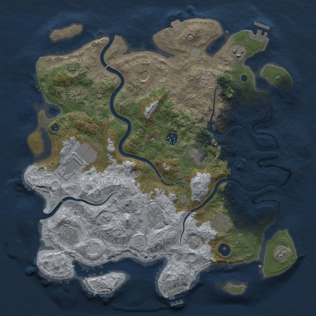Rust Map: Procedural Map, Size: 3950, Seed: 62645996, 16 Monuments