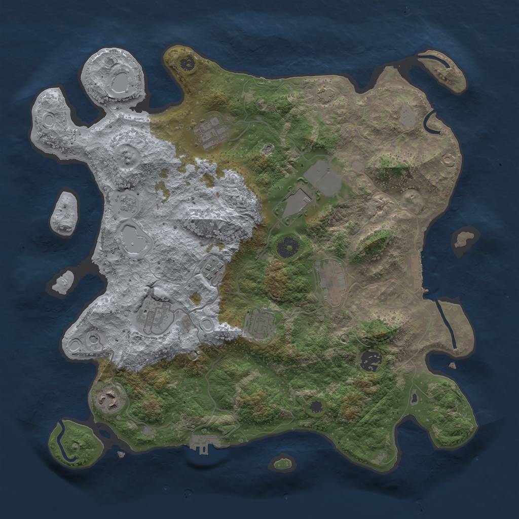 Rust Map: Procedural Map, Size: 3700, Seed: 49251742, 16 Monuments