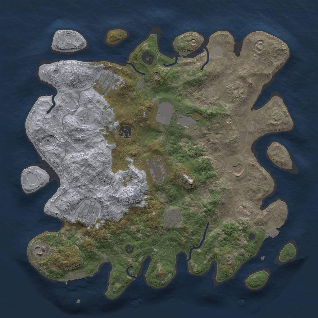 Rust Map: Procedural Map, Size: 3800, Seed: 43005401, 17 Monuments