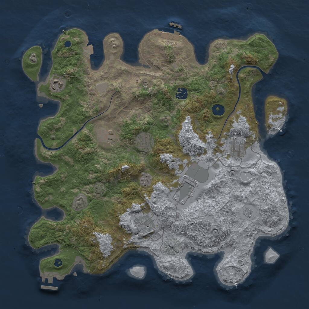 Rust Map: Procedural Map, Size: 3800, Seed: 78909955, 14 Monuments