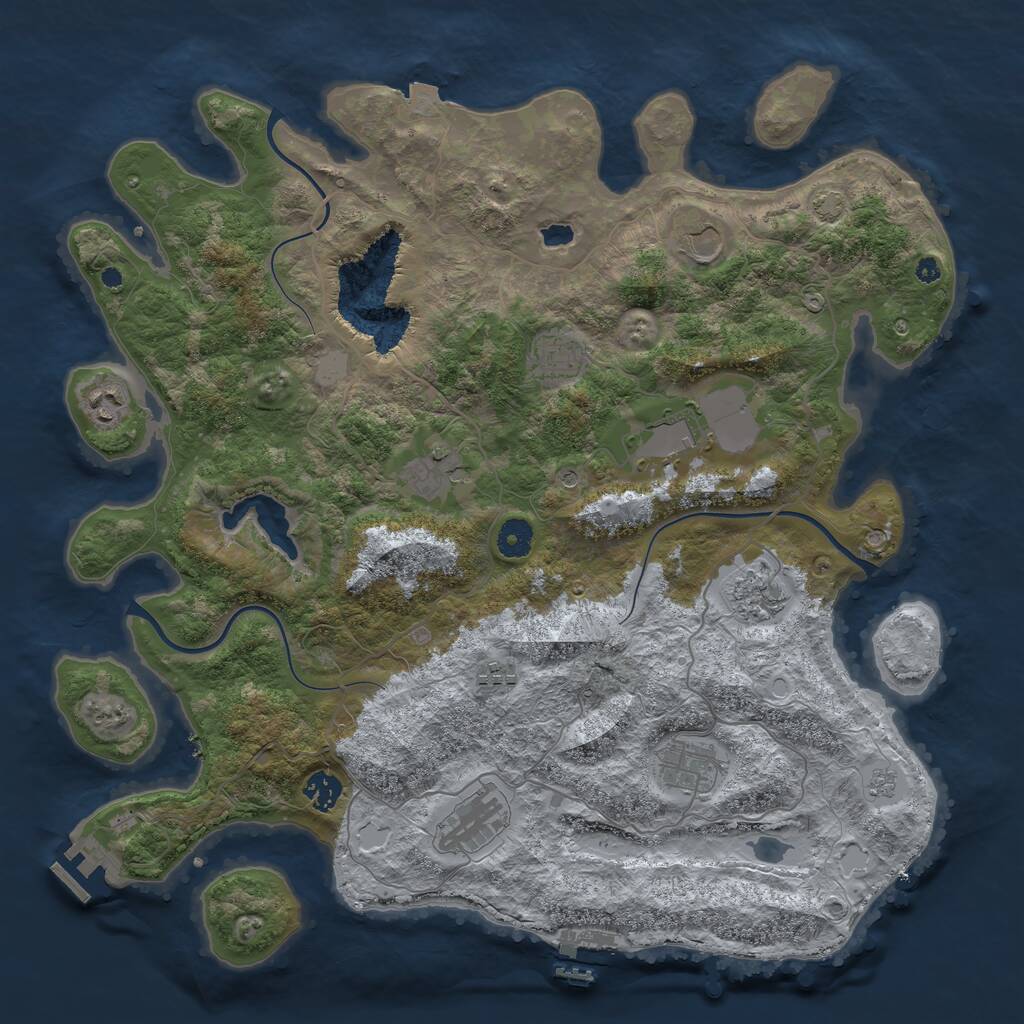 Rust Map: Procedural Map, Size: 4100, Seed: 18355909, 16 Monuments