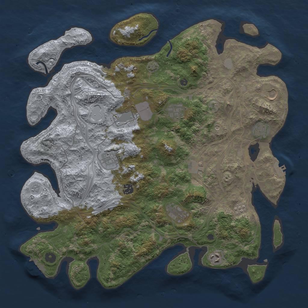 Rust Map: Procedural Map, Size: 4250, Seed: 51423889, 18 Monuments