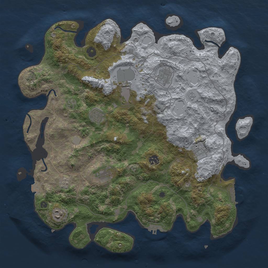 Rust Map: Procedural Map, Size: 4000, Seed: 55285001, 16 Monuments
