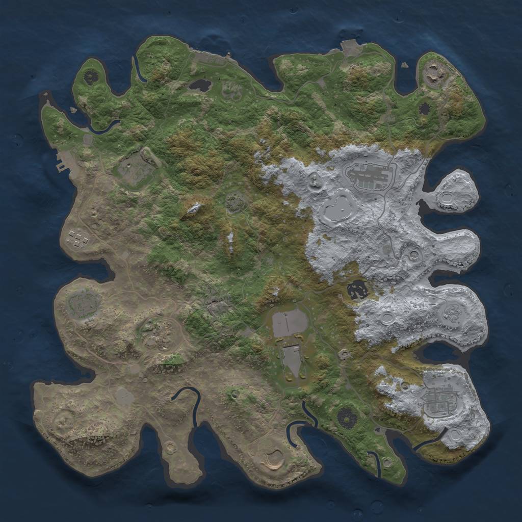Rust Map: Procedural Map, Size: 3850, Seed: 67690464, 18 Monuments