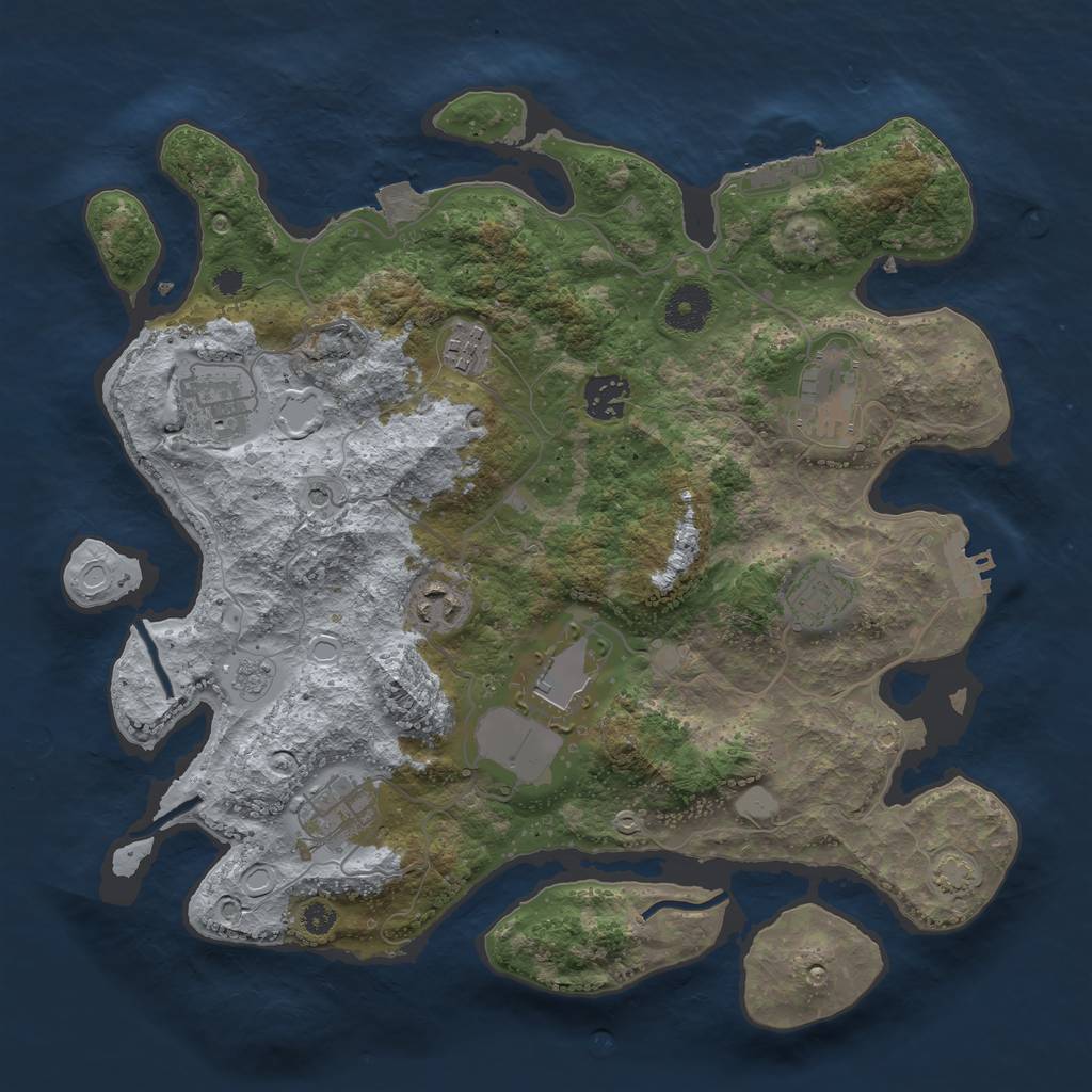Rust Map: Procedural Map, Size: 3500, Seed: 106429197, 16 Monuments