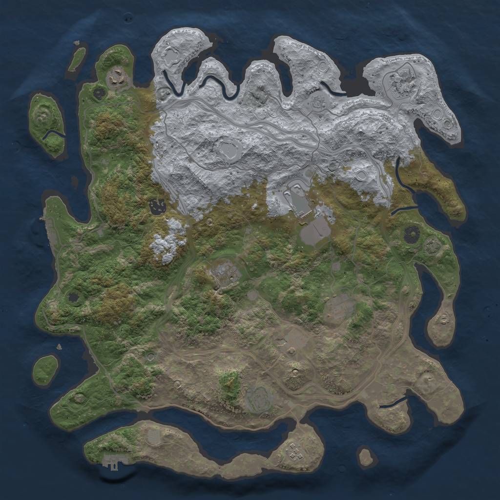 Rust Map: Procedural Map, Size: 4300, Seed: 8343072, 17 Monuments