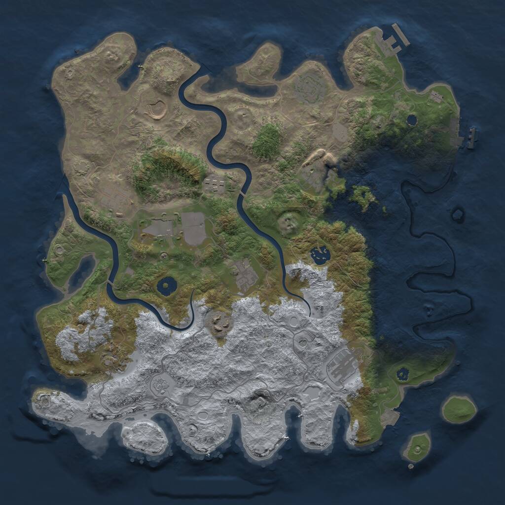 Rust Map: Procedural Map, Size: 3950, Seed: 63552451, 17 Monuments
