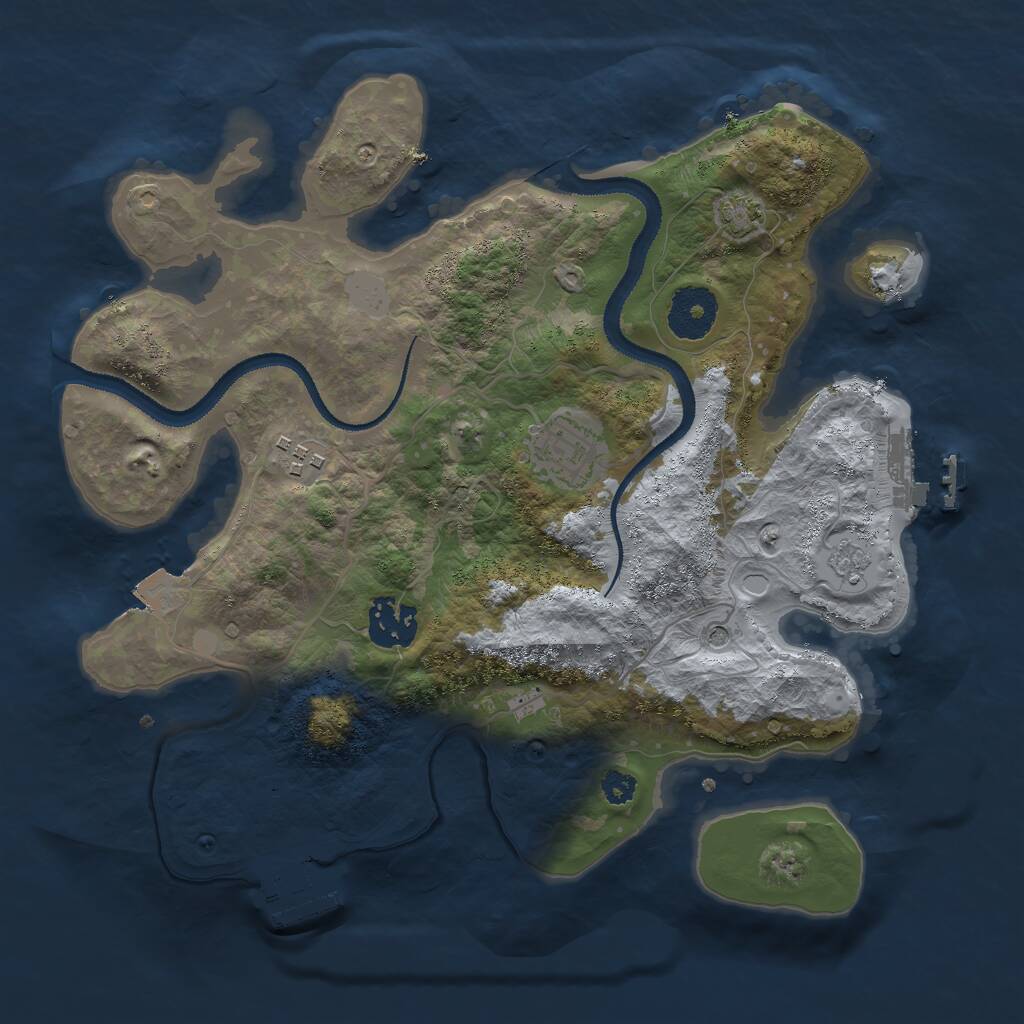 Rust Map: Procedural Map, Size: 3000, Seed: 1964432455, 9 Monuments