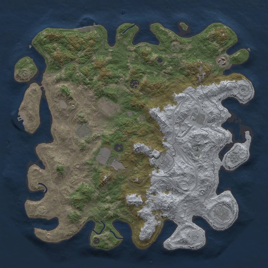 Rust Map: Procedural Map, Size: 4300, Seed: 55019984, 17 Monuments