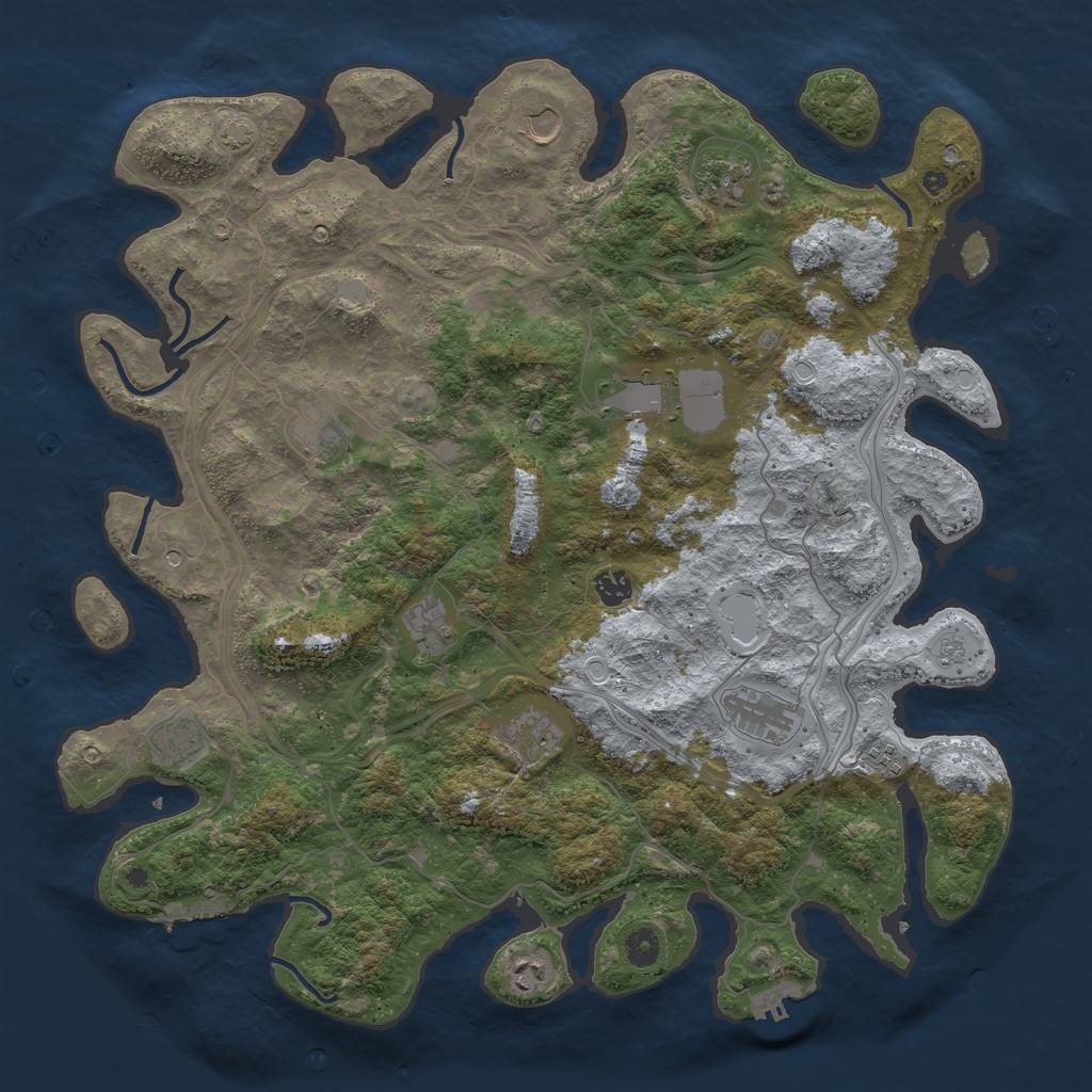 Rust Map: Procedural Map, Size: 4500, Seed: 6092, 19 Monuments