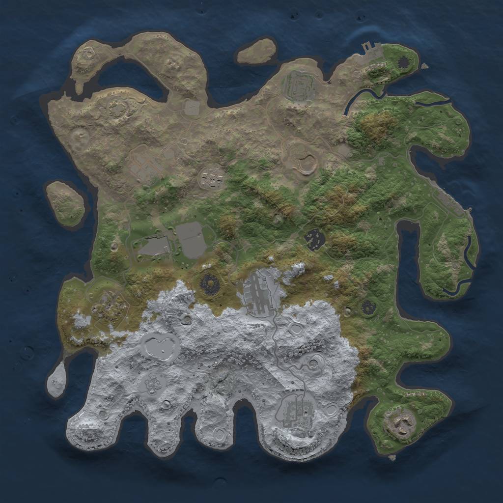 Rust Map: Procedural Map, Size: 3650, Seed: 60418695, 18 Monuments